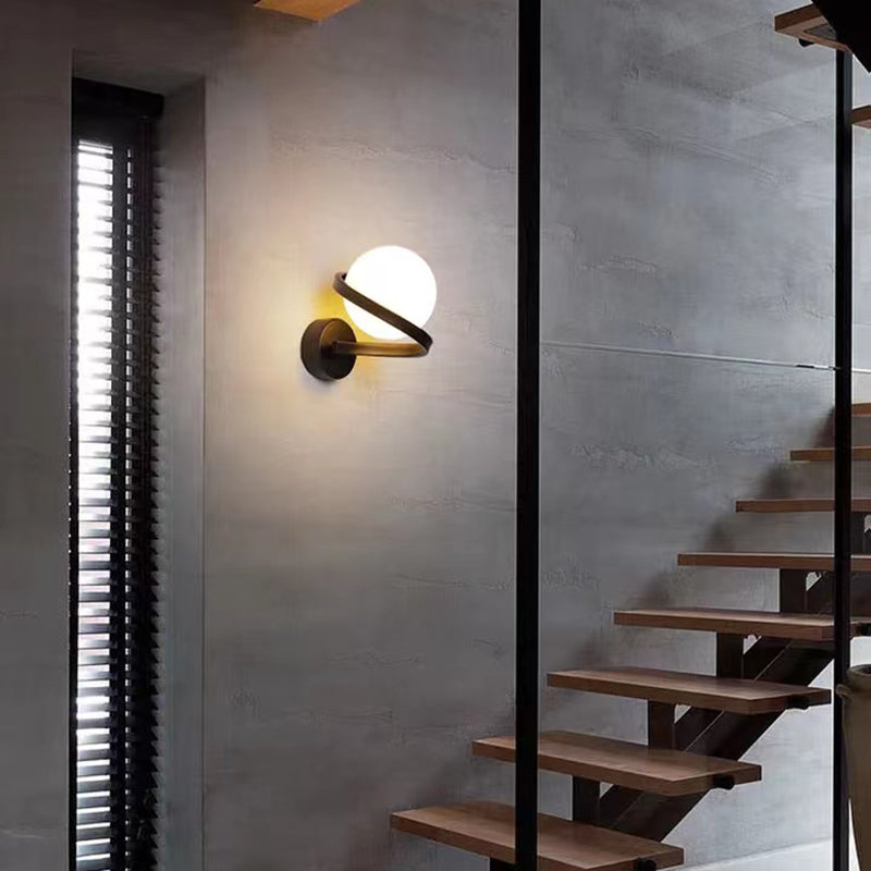 Contemporary Bath Vanity Lighting Globe Shaded Black/Golden Vanity Light for Bathroom