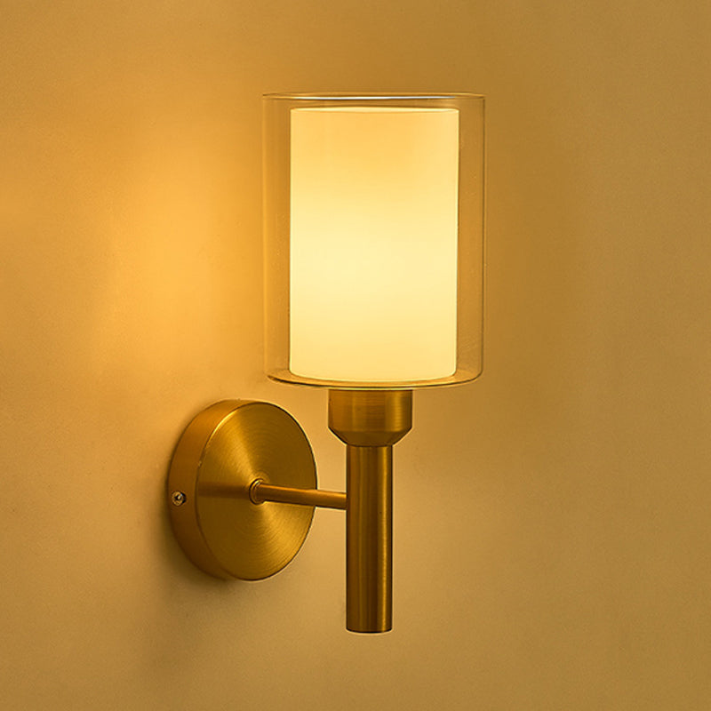 Contemporary Bath Vanity Lighting Glass Shaded Golden Light for Bathroom