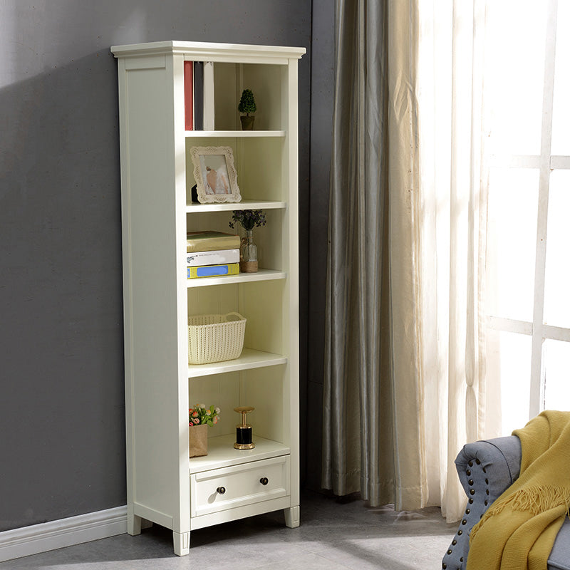 Modern Style Closed Back Bookcase Standard Wooden Bookshelf  in White