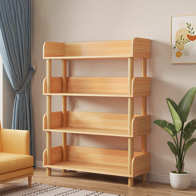 Modern Style Bookshelf Open Back Vertical Engineered Wood Bookcase