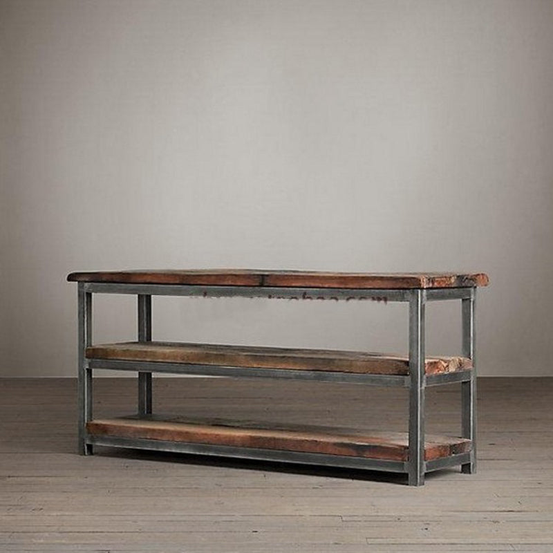 Wooden Etagere Bookcase Industrial Open Back Bookshelf with Shelves