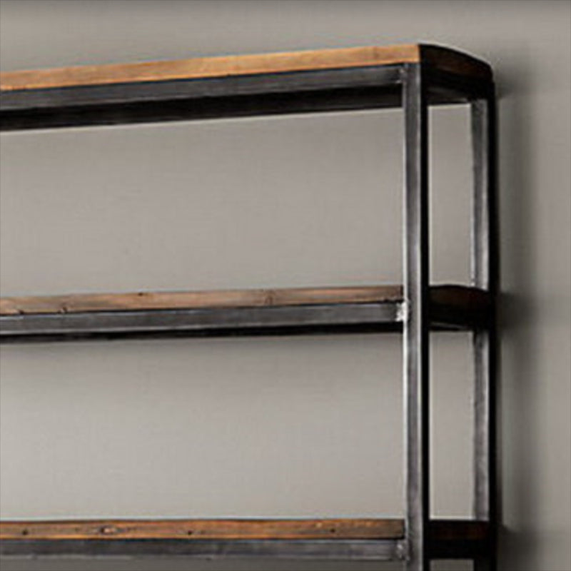 Wooden Etagere Bookcase Industrial Open Back Bookshelf with Shelves