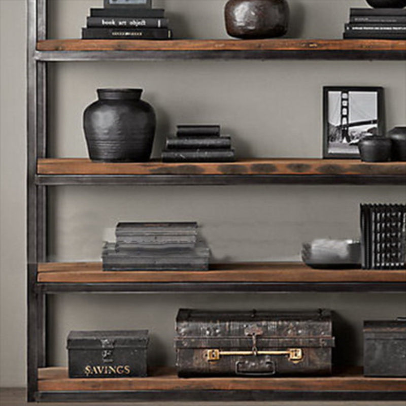 Wooden Etagere Bookcase Industrial Open Back Bookshelf with Shelves