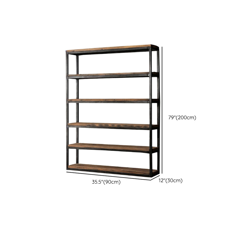 Wooden Etagere Bookcase Industrial Open Back Bookshelf with Shelves
