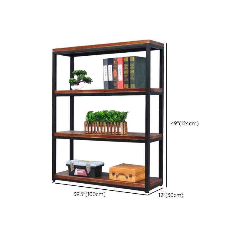 Wooden Etagere Bookcase Industrial Open Back Bookshelf with Shelves