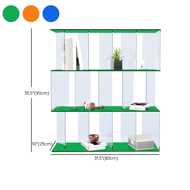 Scandinavian Standard Bookshelf Acrylic Open Back Bookcase with Shelves