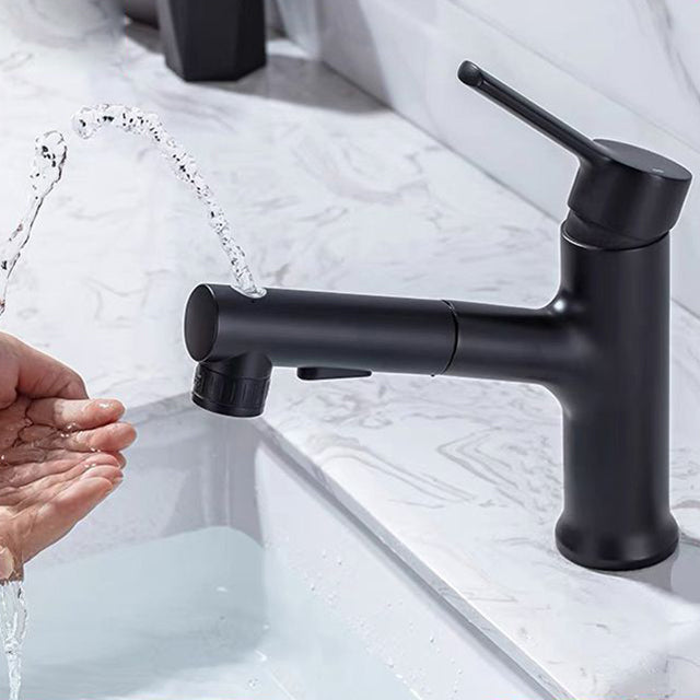 Contemporary Sink Faucet Plain Low Arc Copper Basin Lavatory Faucet