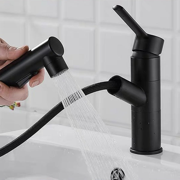 Contemporary Sink Faucet Plain Low Arc Copper Basin Lavatory Faucet