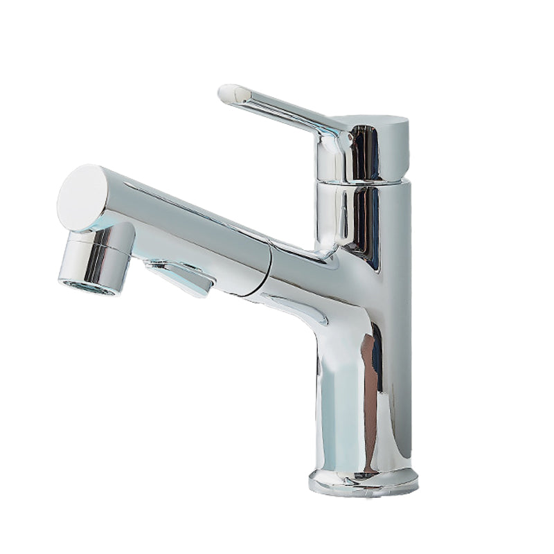 Contemporary Sink Faucet Plain Low Arc Copper Basin Lavatory Faucet