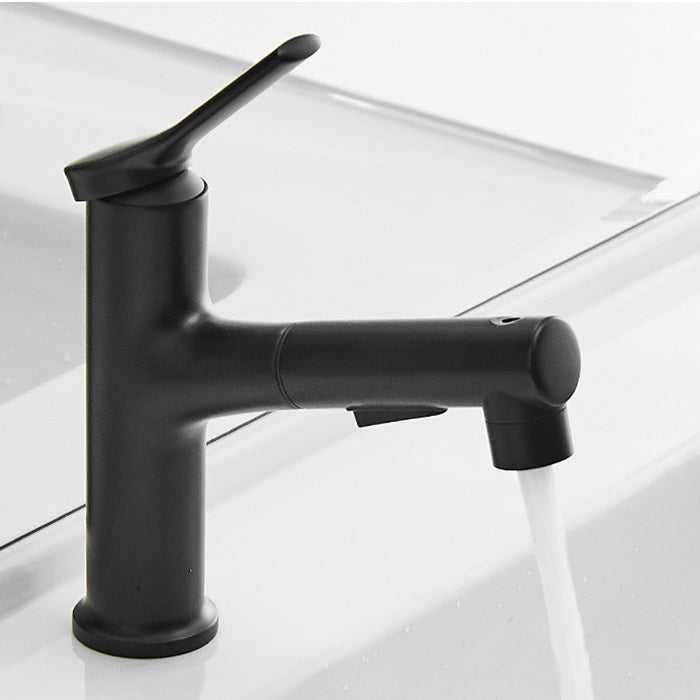 Contemporary Sink Faucet Plain Low Arc Copper Basin Lavatory Faucet