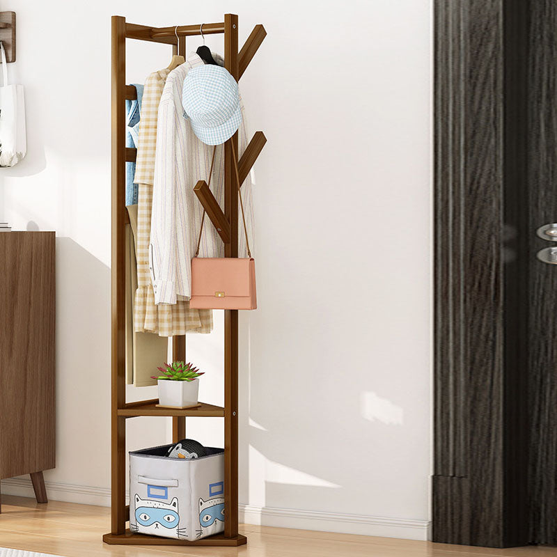 Wooden Entrance Hall Tree Modern Style Home Floor Coat Hanger