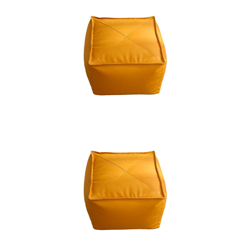 Modern Ottoman PU Leather Upholstered Solid Color Tear Resistant Square Ottoman