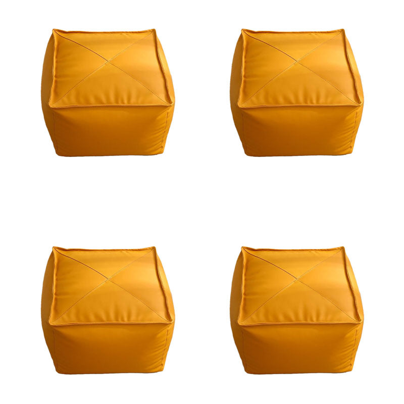 Modern Ottoman PU Leather Upholstered Solid Color Tear Resistant Square Ottoman