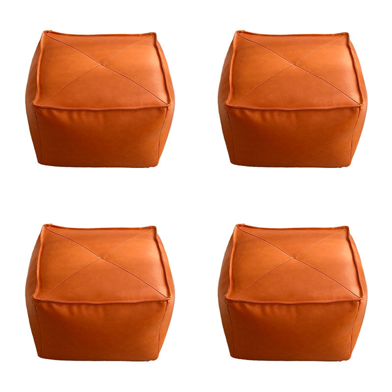 Modern Ottoman PU Leather Upholstered Solid Color Tear Resistant Square Ottoman