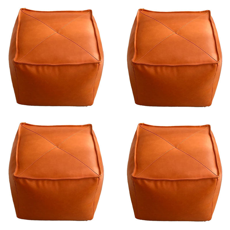 Modern Ottoman PU Leather Upholstered Solid Color Tear Resistant Square Ottoman