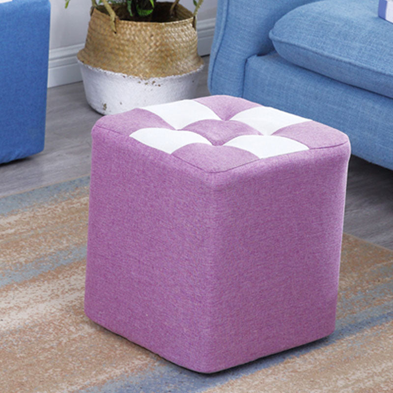 Modern Square Pouf Wooden Frame Cotton Pouf for Drawing Room