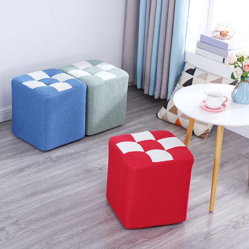 Modern Square Pouf Wooden Frame Cotton Pouf for Drawing Room