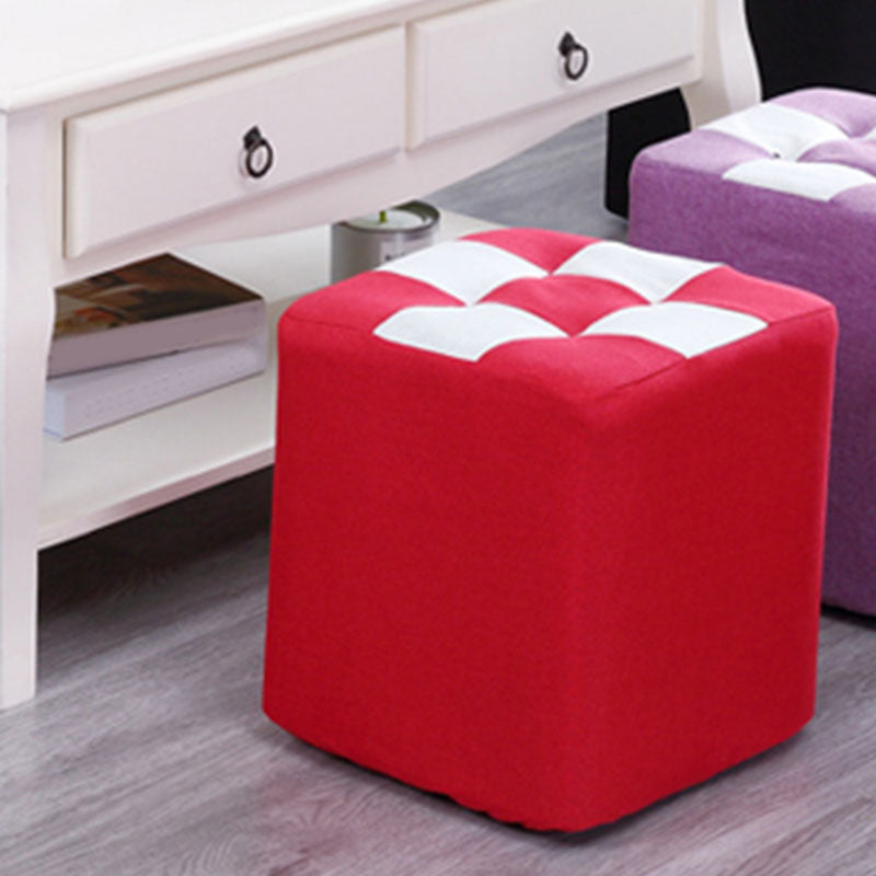 Modern Square Pouf Wooden Frame Cotton Pouf for Drawing Room