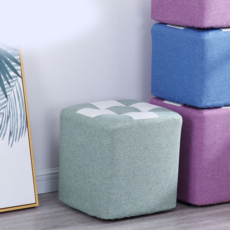 Modern Square Pouf Wooden Frame Cotton Pouf for Drawing Room