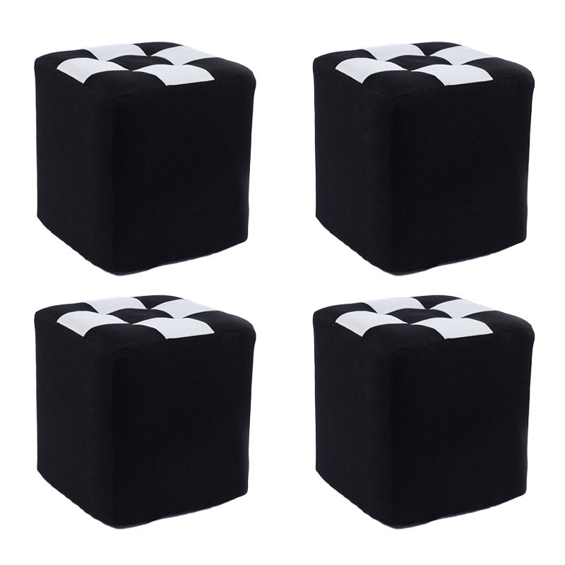 Modern Square Pouf Wooden Frame Cotton Pouf for Drawing Room