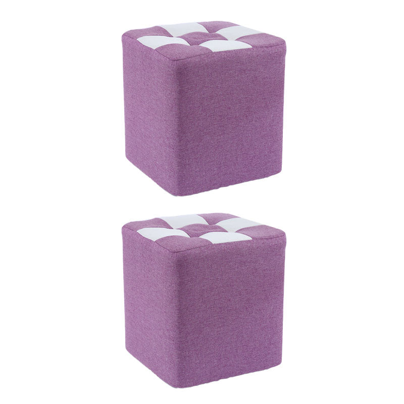 Modern Square Pouf Wooden Frame Cotton Pouf for Drawing Room