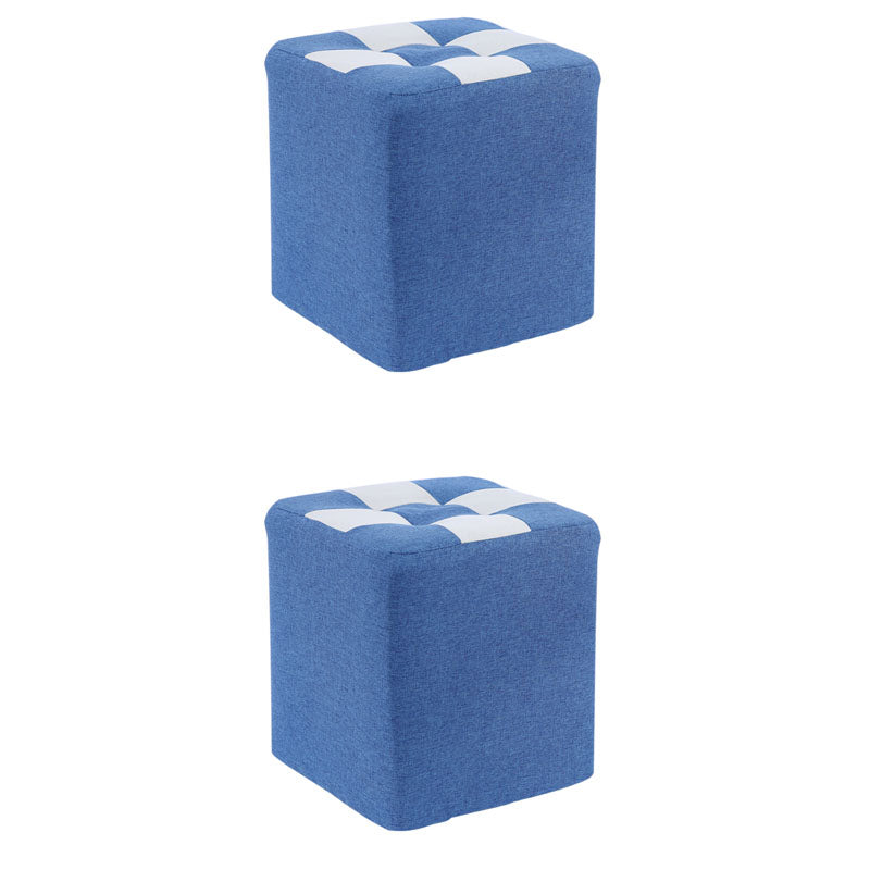 Modern Square Pouf Wooden Frame Cotton Pouf for Drawing Room