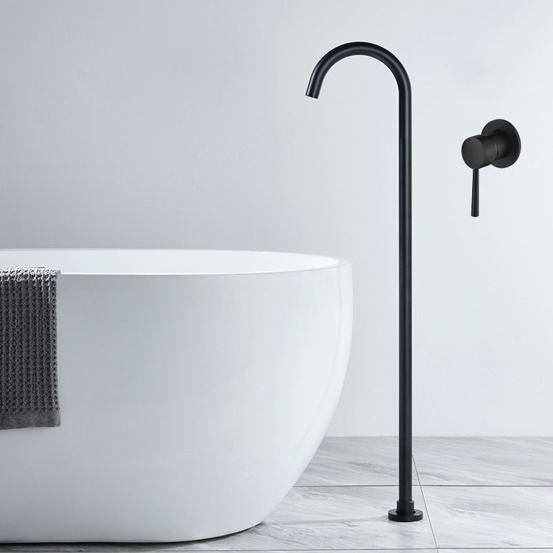 Modern Freestanding Tub Filler Copper Trim Floor Mounted Tub Filler