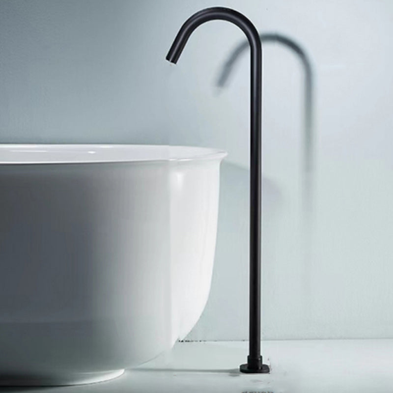 Modern Freestanding Tub Filler Copper Trim Floor Mounted Tub Filler