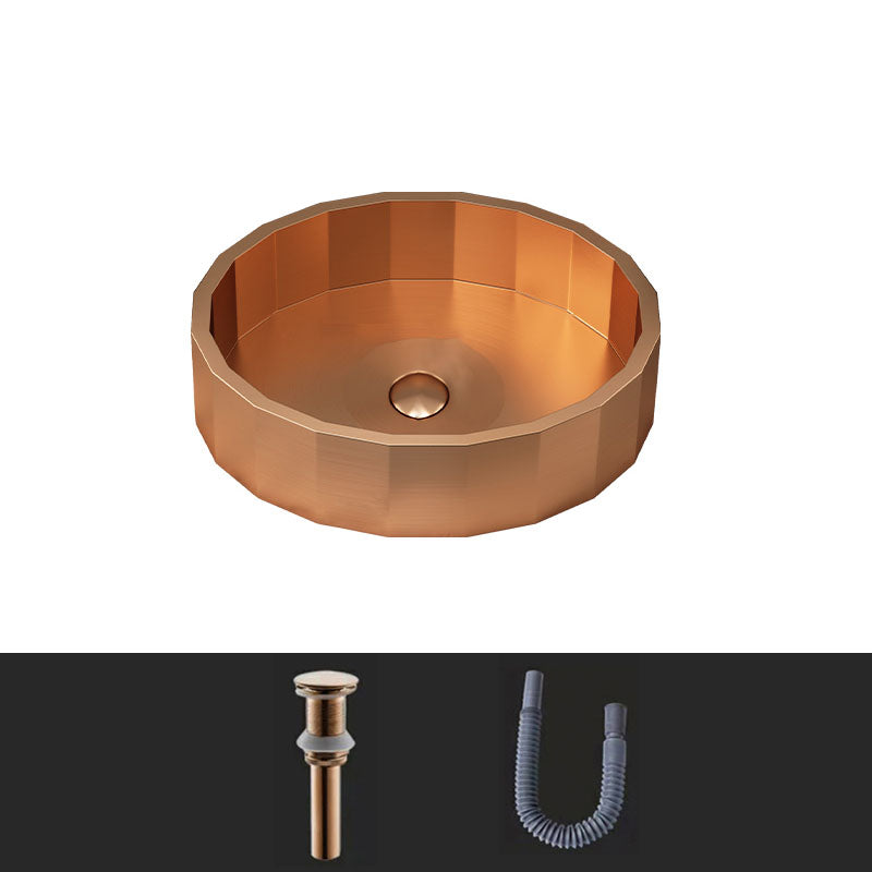 Modern Bathroom Sink Solid Color Metal Trough Bathroom Sink with Pop-Up Drain