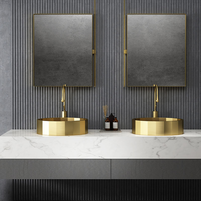 Modern Bathroom Sink Solid Color Metal Trough Bathroom Sink with Pop-Up Drain