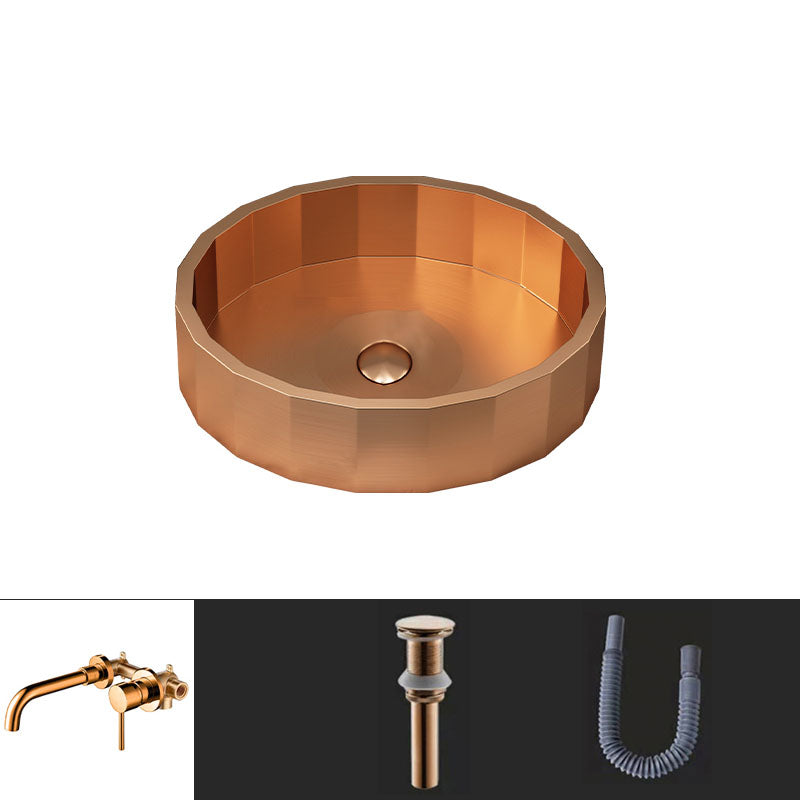 Modern Bathroom Sink Solid Color Metal Trough Bathroom Sink with Pop-Up Drain