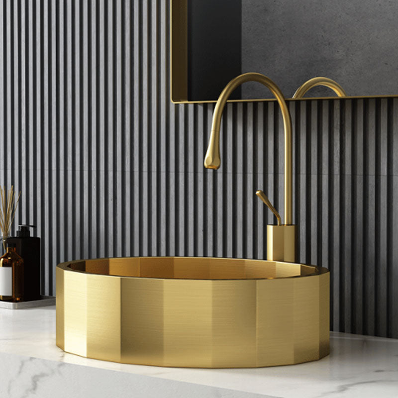Modern Bathroom Sink Solid Color Metal Trough Bathroom Sink with Pop-Up Drain