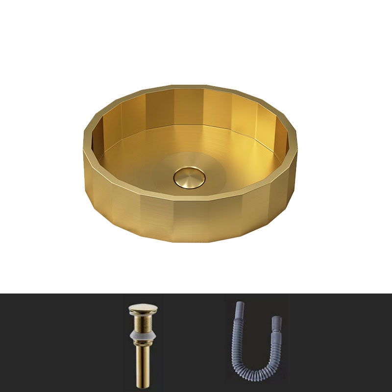 Modern Bathroom Sink Solid Color Metal Trough Bathroom Sink with Pop-Up Drain