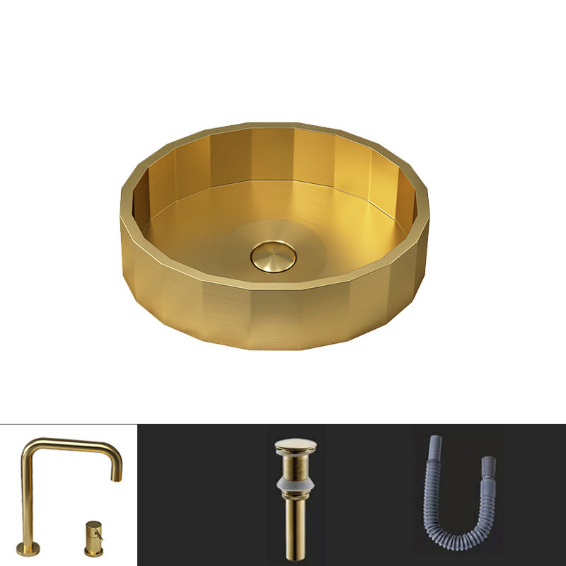 Modern Bathroom Sink Solid Color Metal Trough Bathroom Sink with Pop-Up Drain