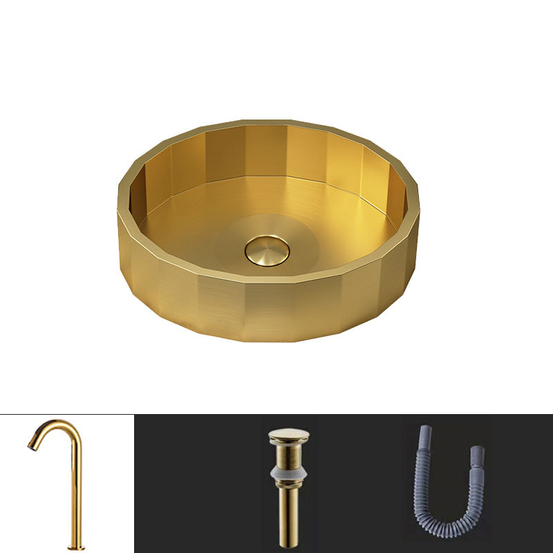 Modern Bathroom Sink Solid Color Metal Trough Bathroom Sink with Pop-Up Drain