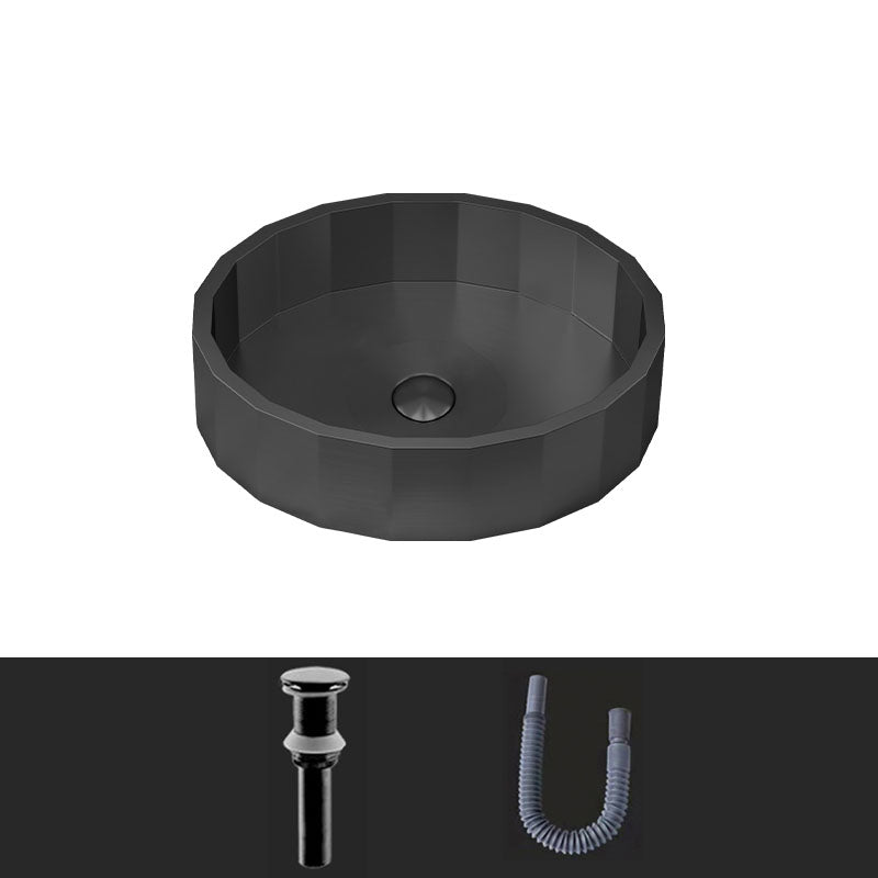 Modern Bathroom Sink Solid Color Metal Trough Bathroom Sink with Pop-Up Drain