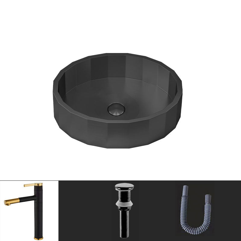 Modern Bathroom Sink Solid Color Metal Trough Bathroom Sink with Pop-Up Drain