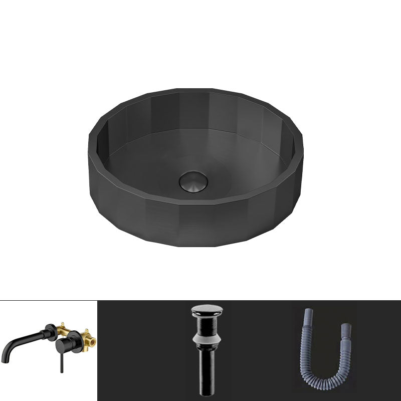 Modern Bathroom Sink Solid Color Metal Trough Bathroom Sink with Pop-Up Drain
