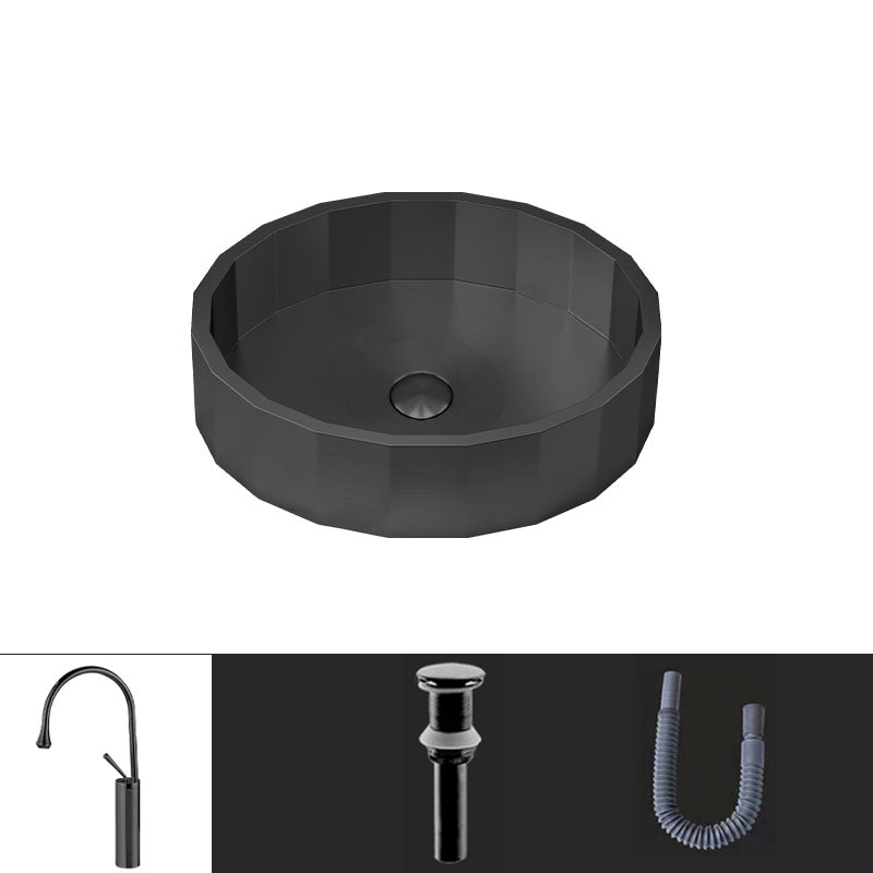 Modern Bathroom Sink Solid Color Metal Trough Bathroom Sink with Pop-Up Drain