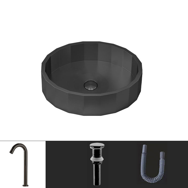 Modern Bathroom Sink Solid Color Metal Trough Bathroom Sink with Pop-Up Drain