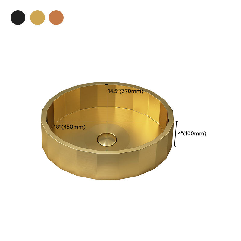 Modern Bathroom Sink Solid Color Metal Trough Bathroom Sink with Pop-Up Drain