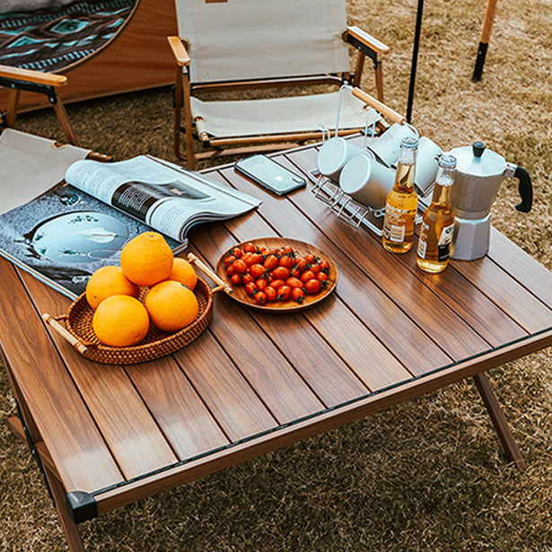 Industrial Style Patio Table Rectangle Metal Foldable Camping Table