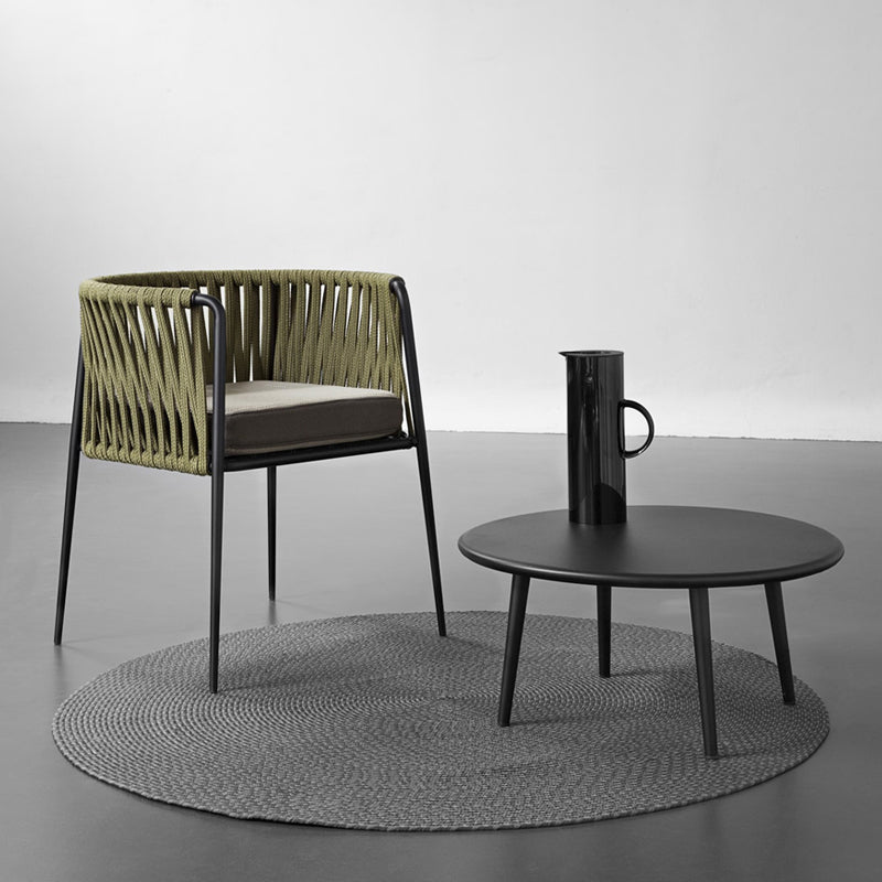 Metal and Stone Dining Table Set 1/2/3 Pcs Black Boho Dining Set