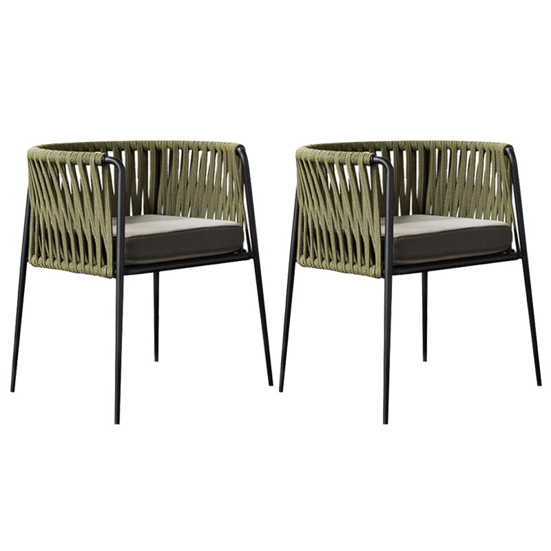 Metal and Stone Dining Table Set 1/2/3 Pcs Black Boho Dining Set