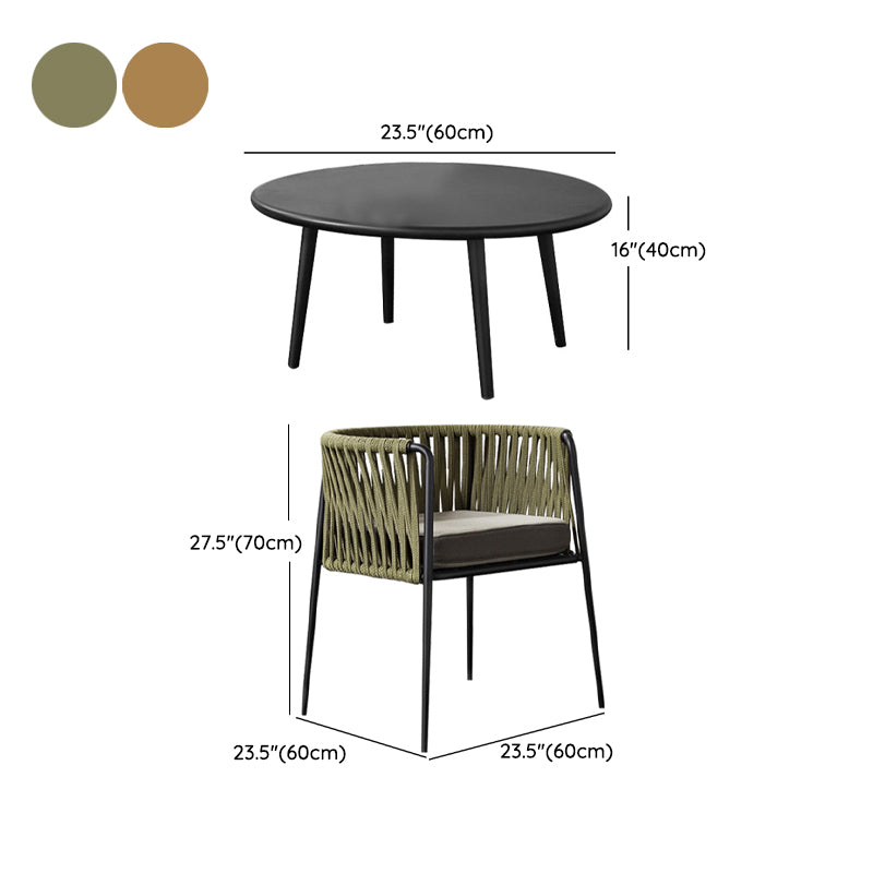 Metal and Stone Dining Table Set 1/2/3 Pcs Black Boho Dining Set