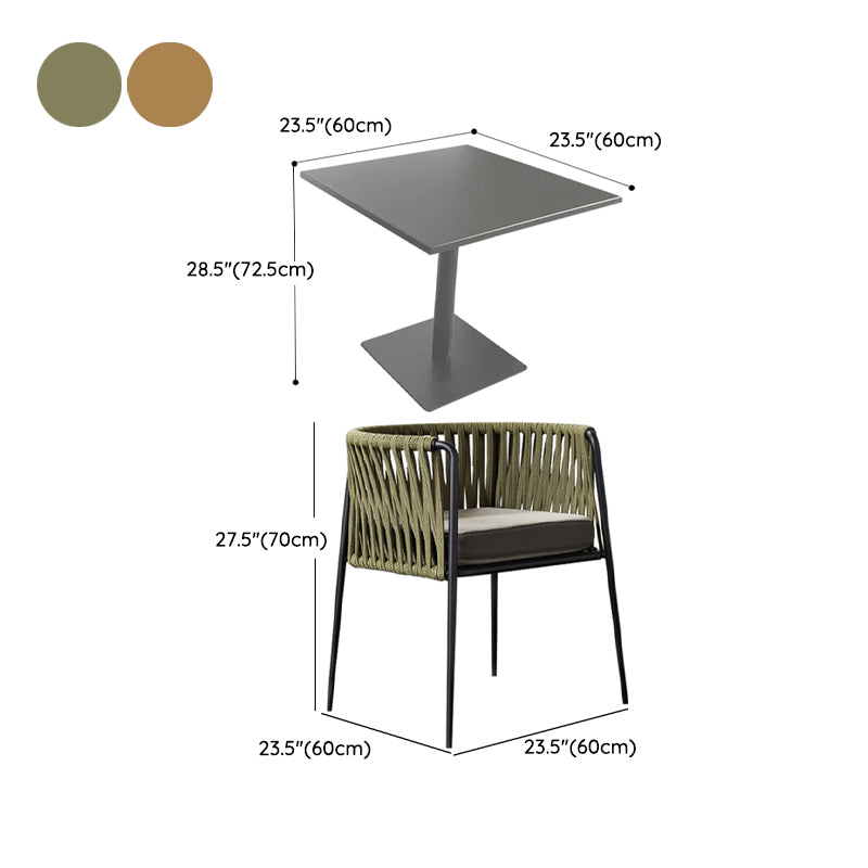 Metal and Stone Dining Table Set 1/2/3 Pcs Black Boho Dining Set