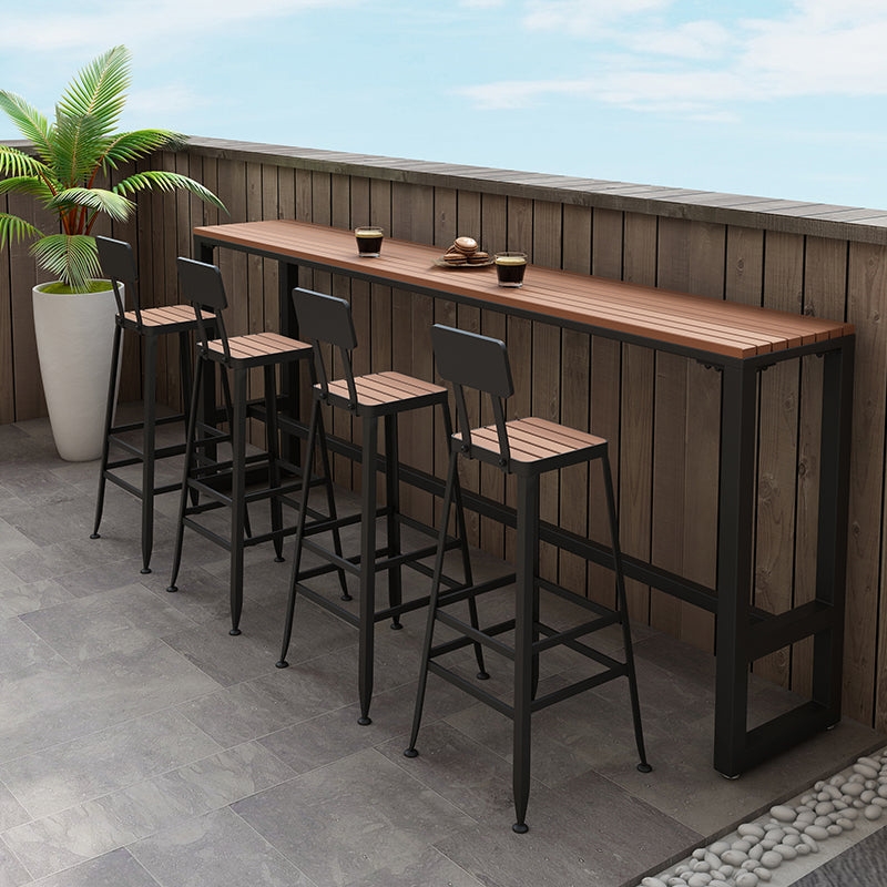 Industrial 1/5 Pieces Metal Bar Table Set Reclaimed Wood Bar Height Set for Outdoor