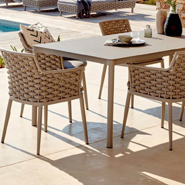 Rectangle Stone 1/7/9 Pcs Dining Set Outdoor Industrial Furniture