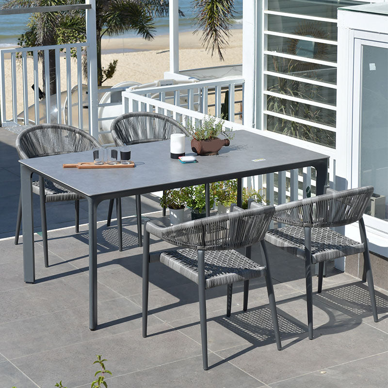 Boho Wicker Dining Set 1/3/5/7 Pcs Light Gray Dining Table Set