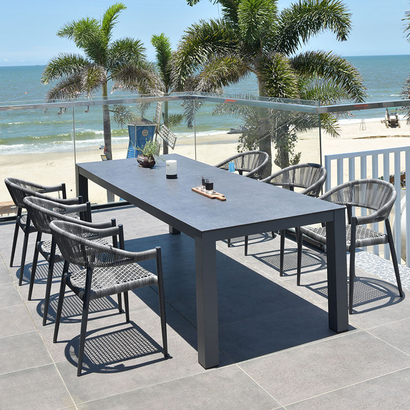 Boho Wicker Dining Set 1/3/5/7 Pcs Light Gray Dining Table Set